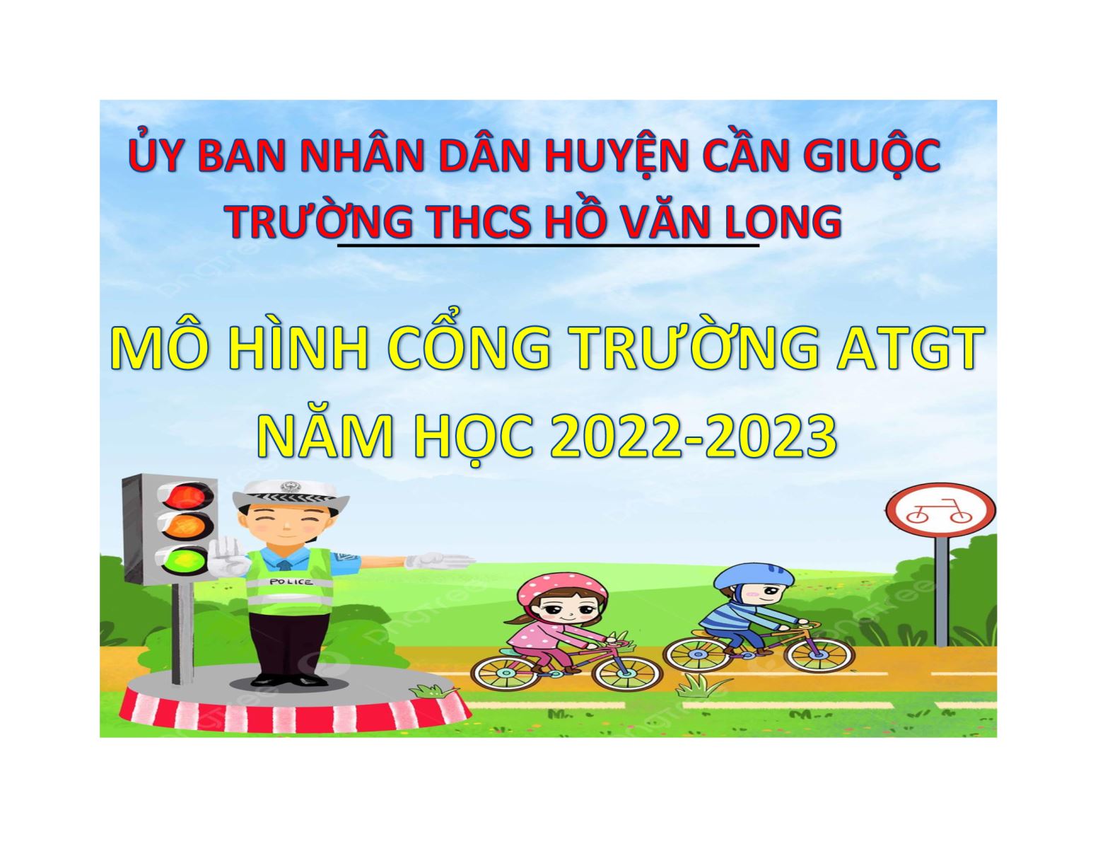 Mô hình tuyên truyền ATGT trước cổng trường Năm học 2022-2023